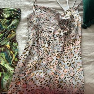 12th tribe silk neck cowl cheetah pastel dress size large